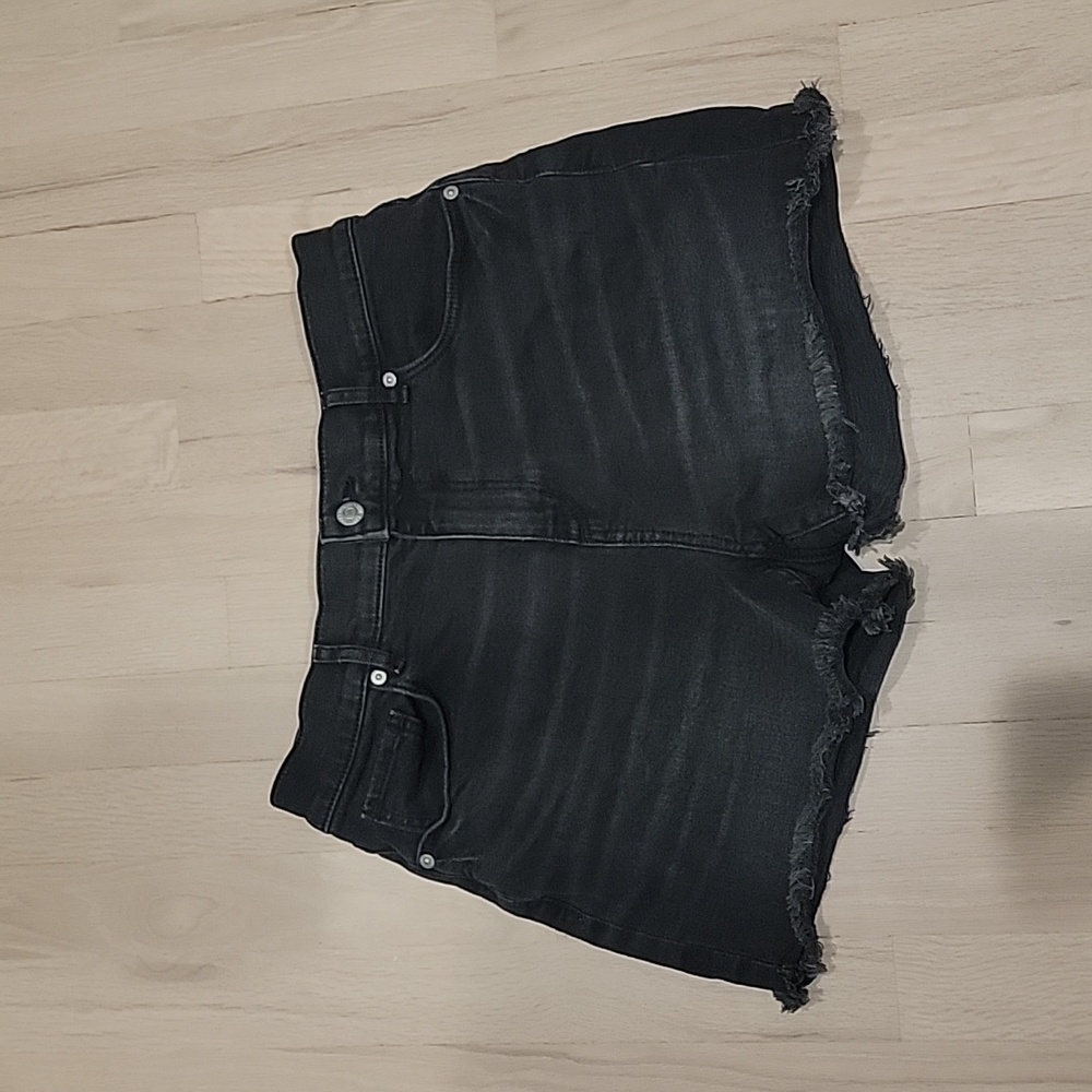 Black denim shorts